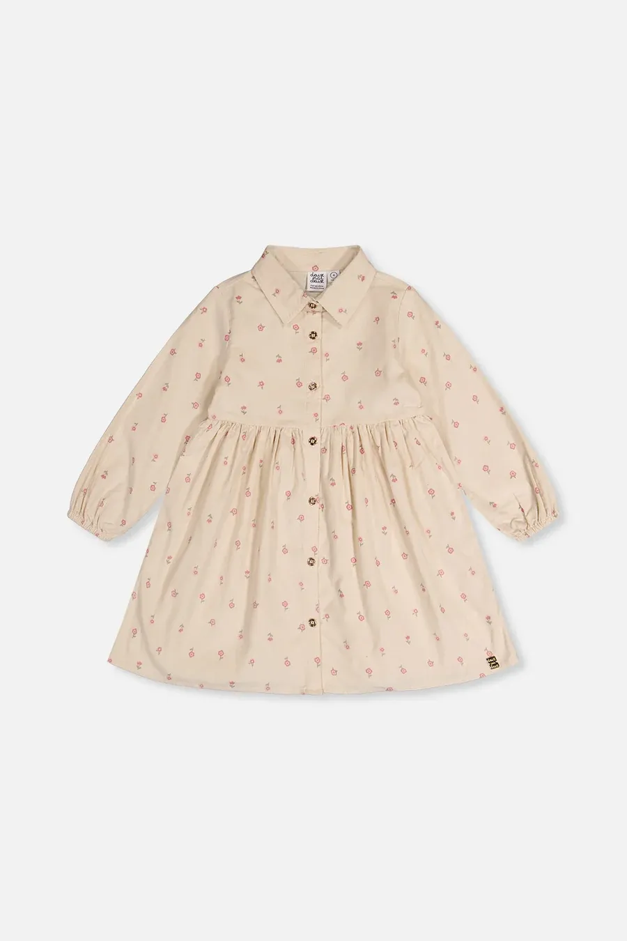 Deux Par deux/Girls Corduroy Shirt Dress with Frill/Prairie Flowers