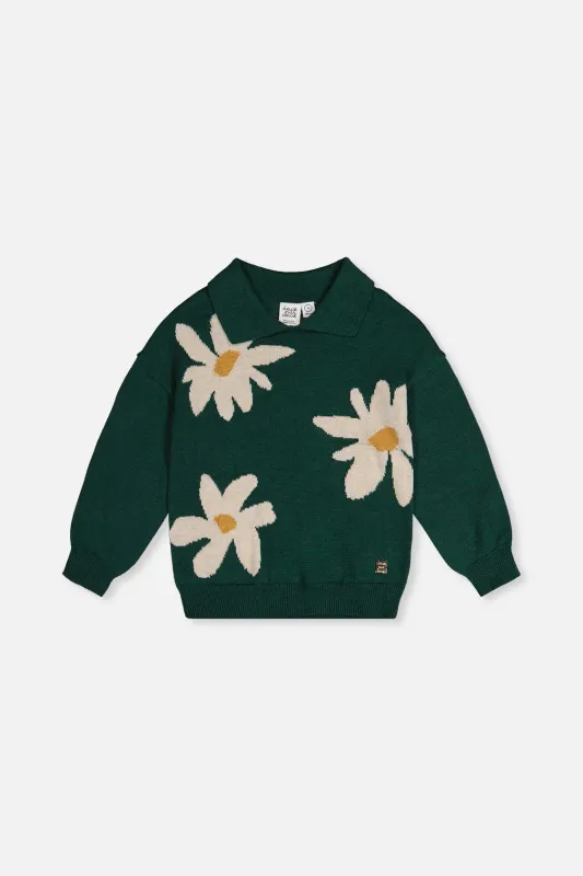 Deux Par Deux/Girls flower sweater/Jasper