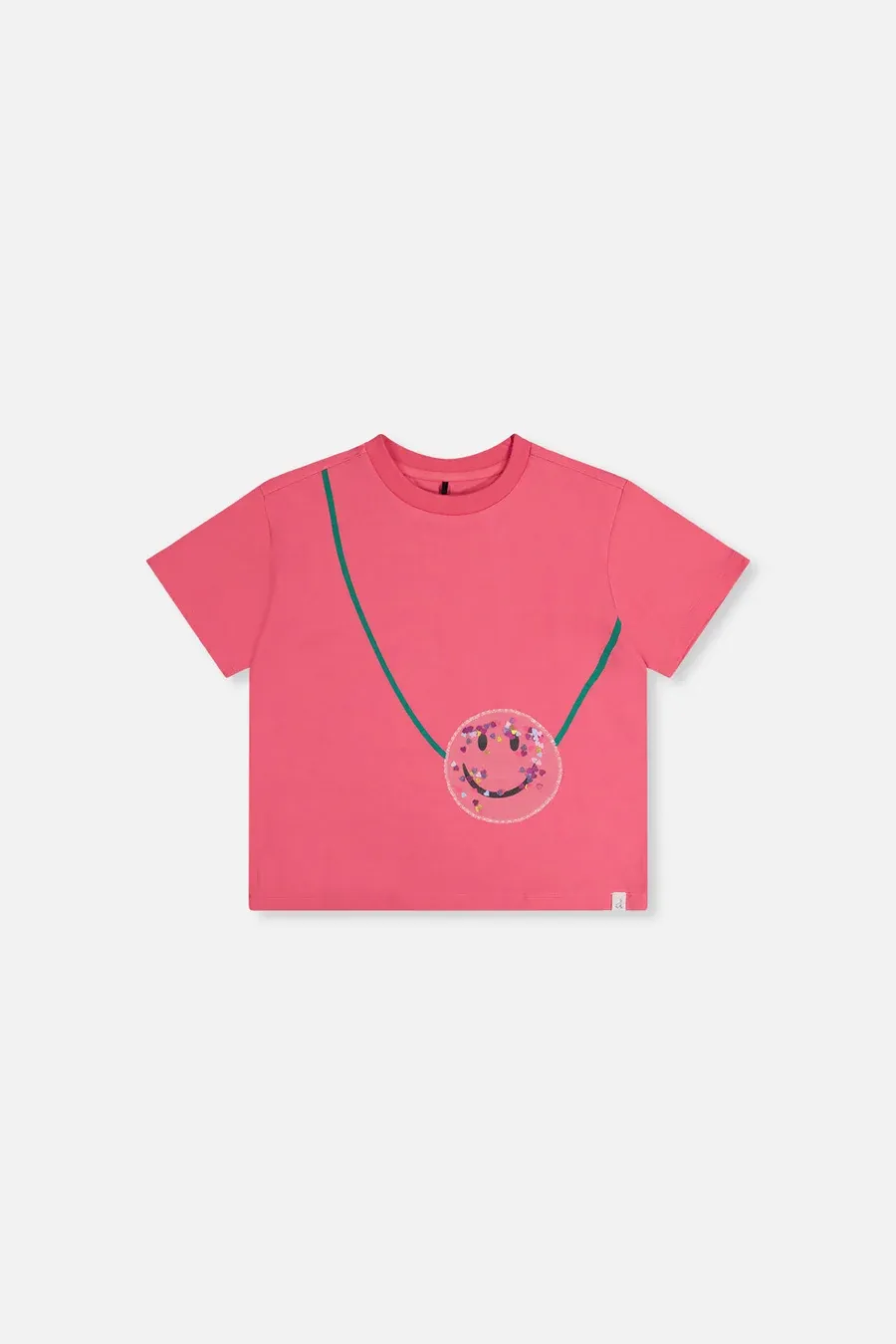 Deux Par Deux/Girls smiley face Jersey T-Shirt/azalea pink