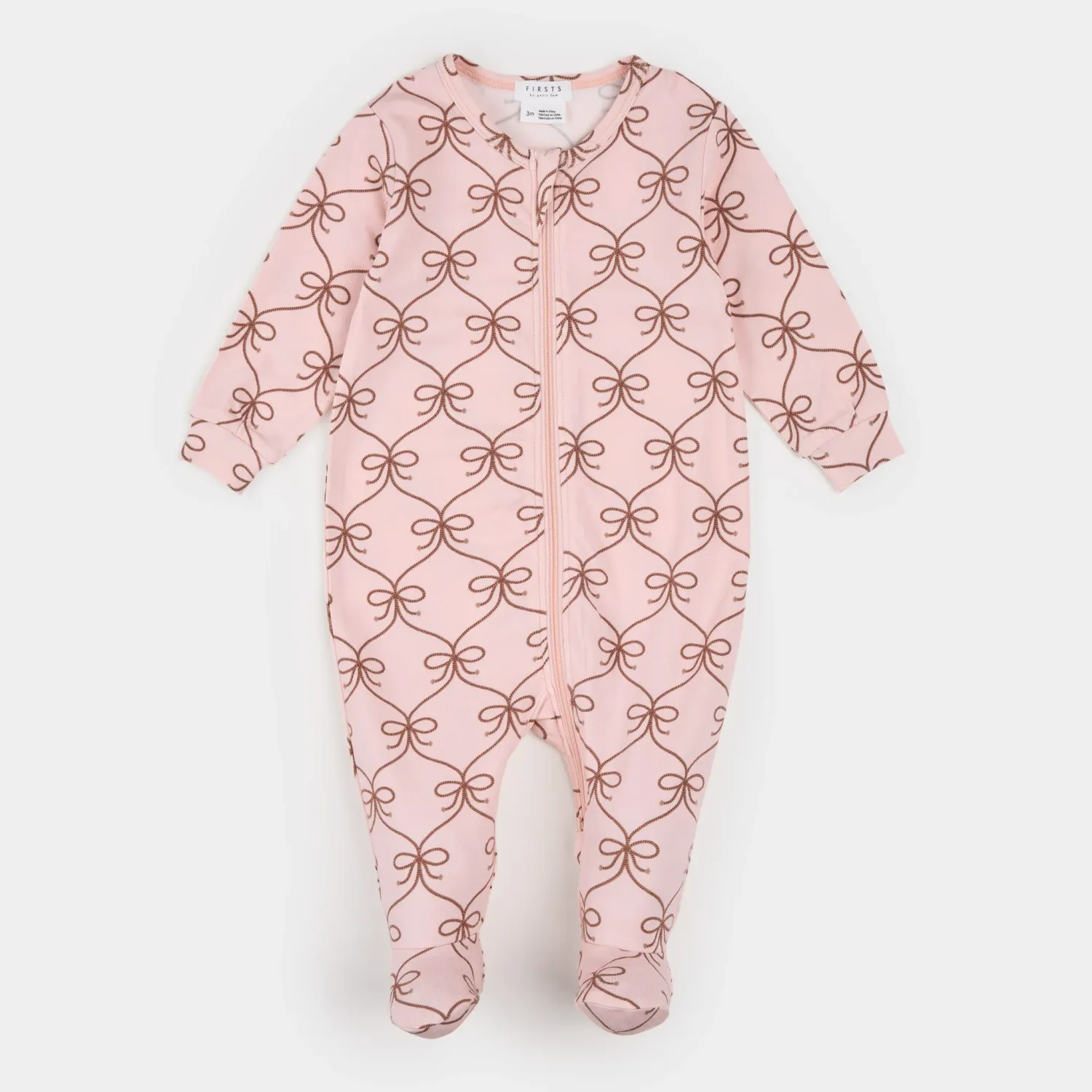 Petit Lem/Rope Bow Footed Sleeper Knit/Pink Lt