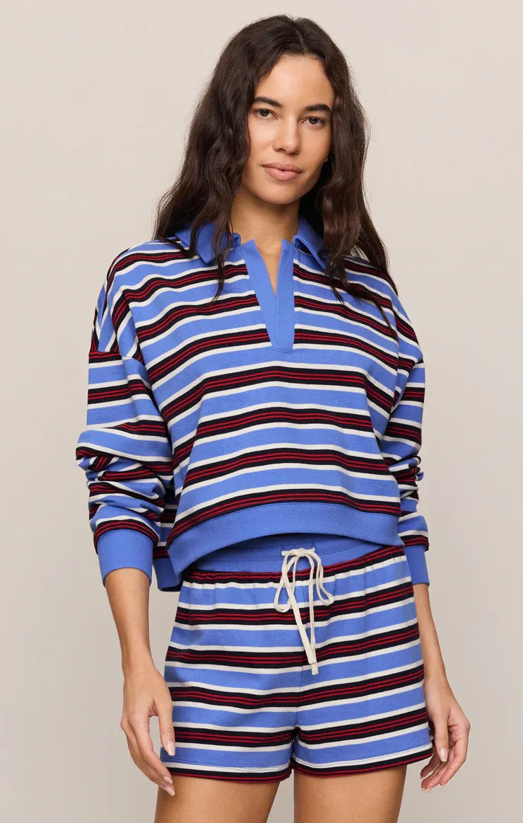 Z Supply/Low Key Stripe Henley/Bay Blue