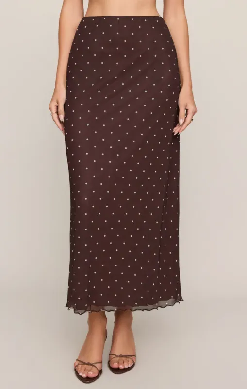 Z Supply/Eda Polka Dot Mesh Midi Skirt/Dark Chocolate