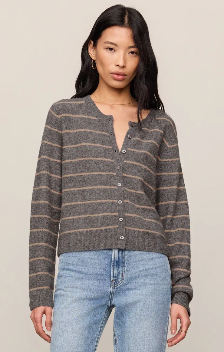 Z Supply/Medin Stripe Cardigan/Charcoal Heather