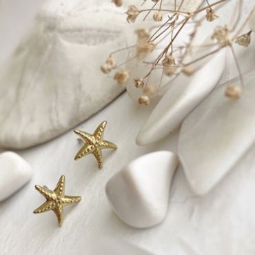 Pika &amp; Bear/Sechelt Starfish Stud Earrings/Raw Brass