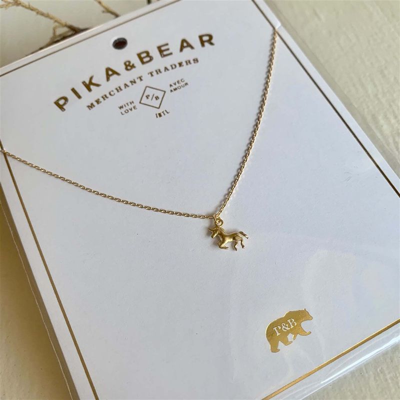 Pika &amp; Bear/Astra Tiny Unicorn Pendant Necklace/Gold
