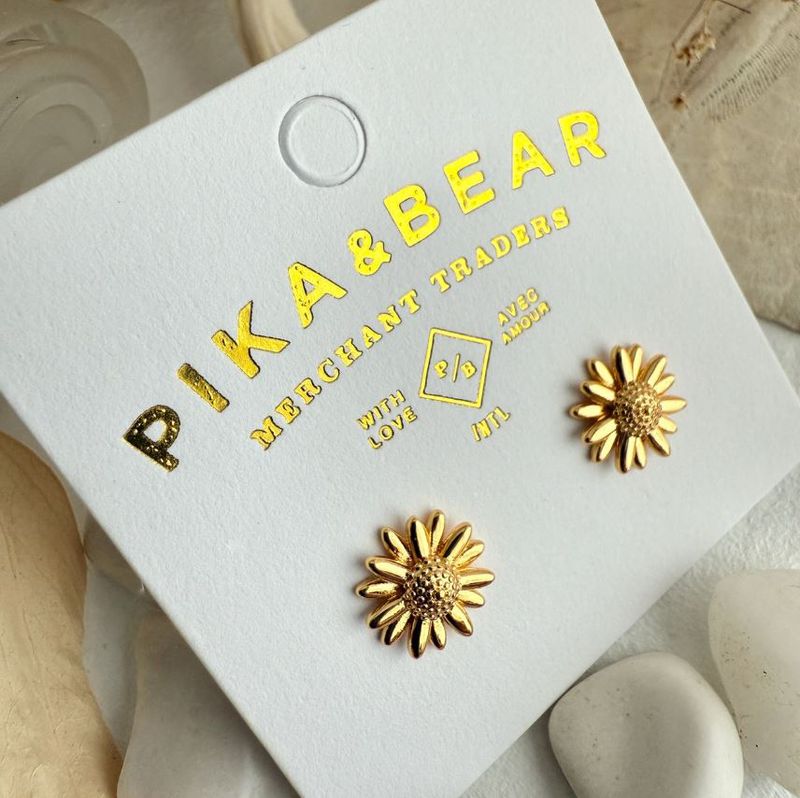 Pika &amp; Bear/Daisy Flower Stud Earrings/Gold
