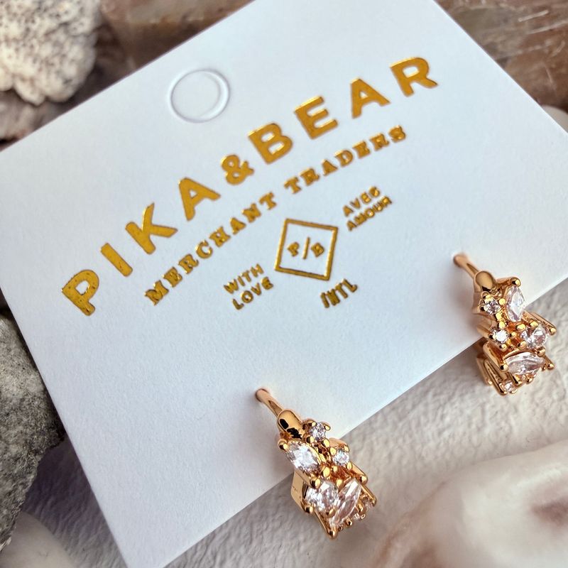 Pika &amp; Bear/Tavra Rhinestone Cluster Hoop Earrings/Gold