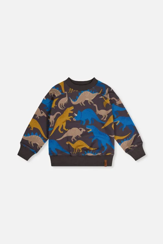 Deux Par Deux/Boys Printed Fleece Sweatshirt/Dinos