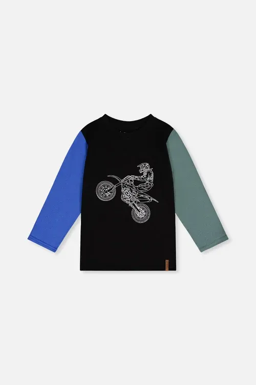 Deux Par Deux/Boys Dirt Bike/Organic Cotton T-Shirt/Black