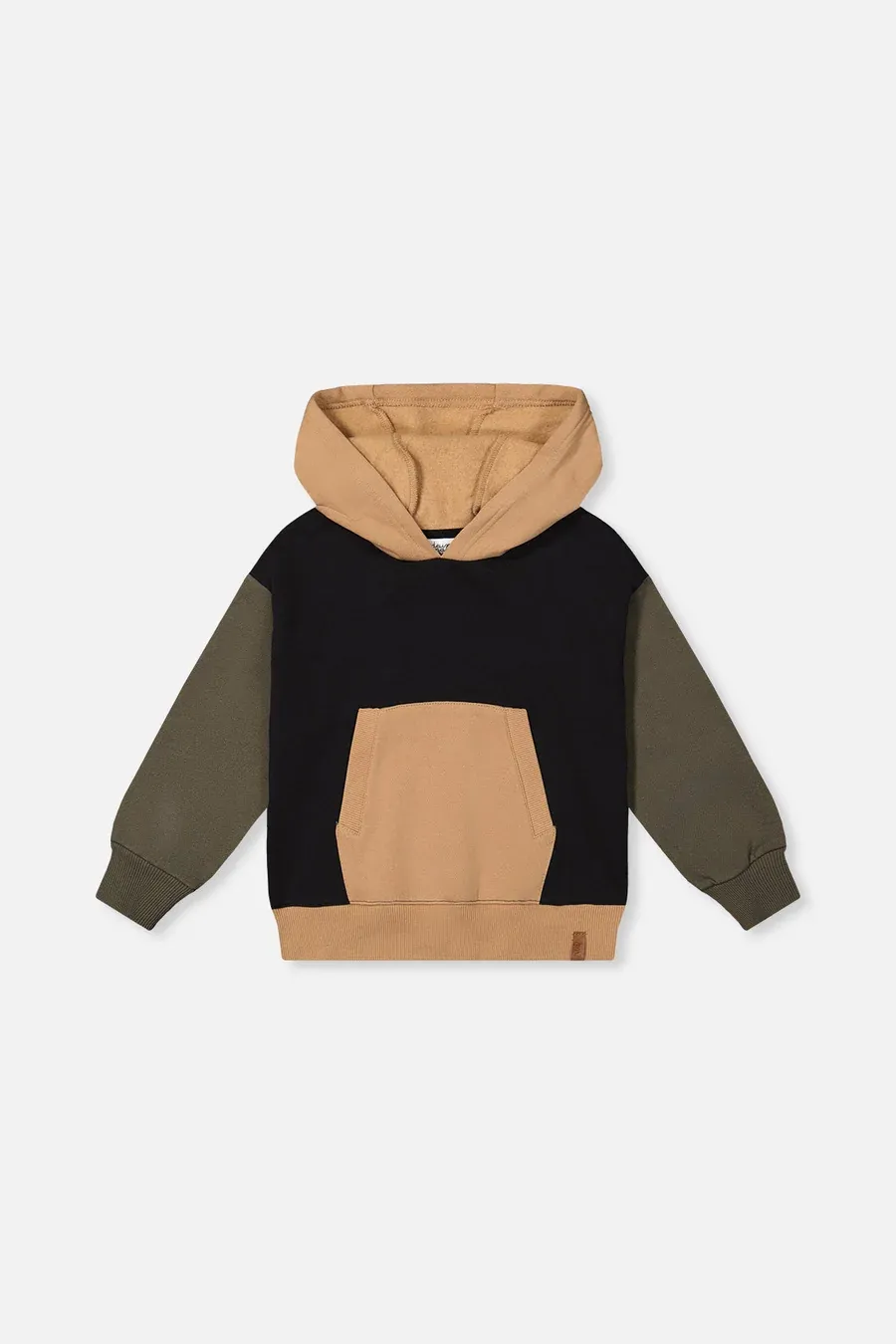 Deux Par Deux/Boy Hooded Color Block Fleece Cardi/Anthracite