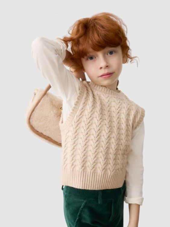 Mayoral / 4329 Girls Knit Vest / Puff Pastry