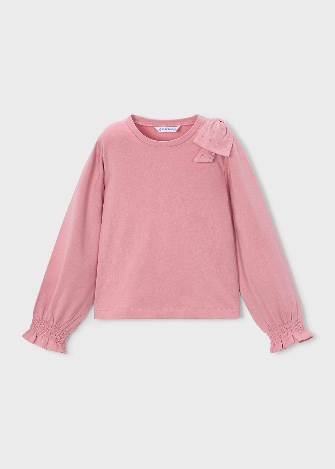 Mayoral / 4032 Girls Bow LS Shirt / Candy Pink