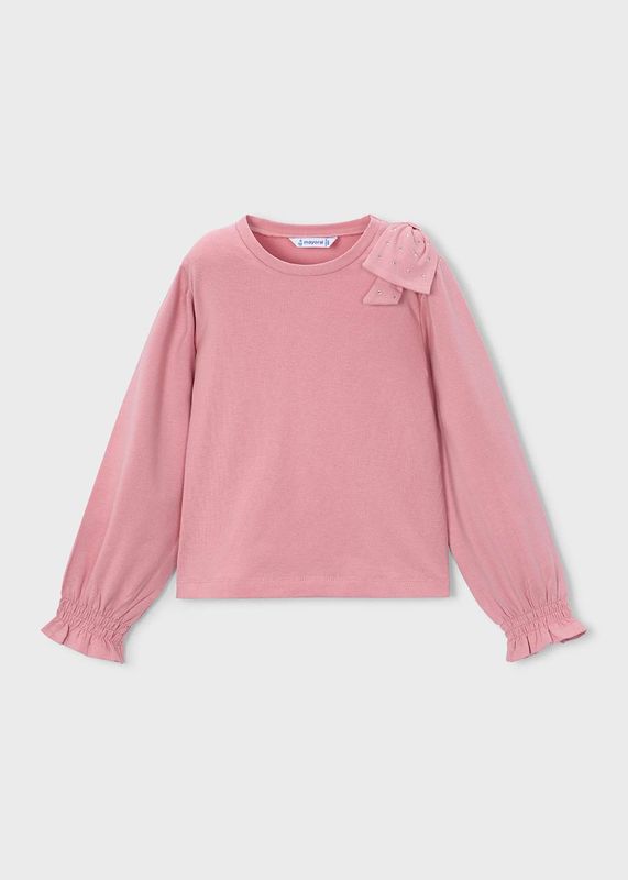 Mayoral / 4032 Girls Bow LS Shirt / Candy Pink