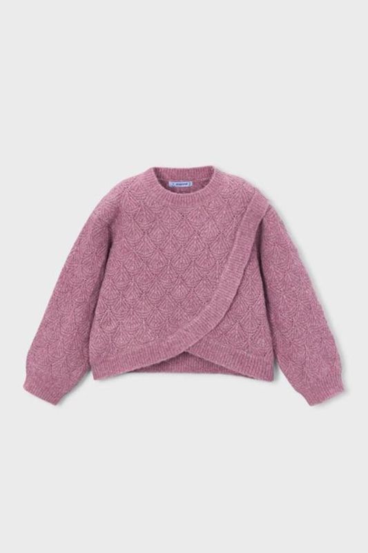 Mayoral / 4314 Girls Crossed Knit Sweater / Violet