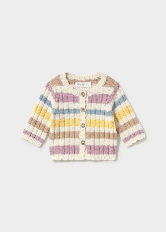 Mayoral / 2301 Newborn Striped Knit Cardi / Cream