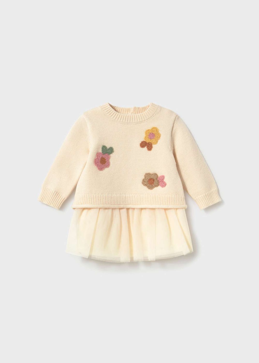 Mayoral / 2820 Newborn Sweater &amp; Dress 2pc Set / Cream