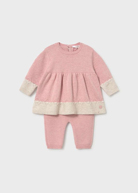 Mayoral / 2701 Newborn Knit Dress 2pc Set / Baby Rose