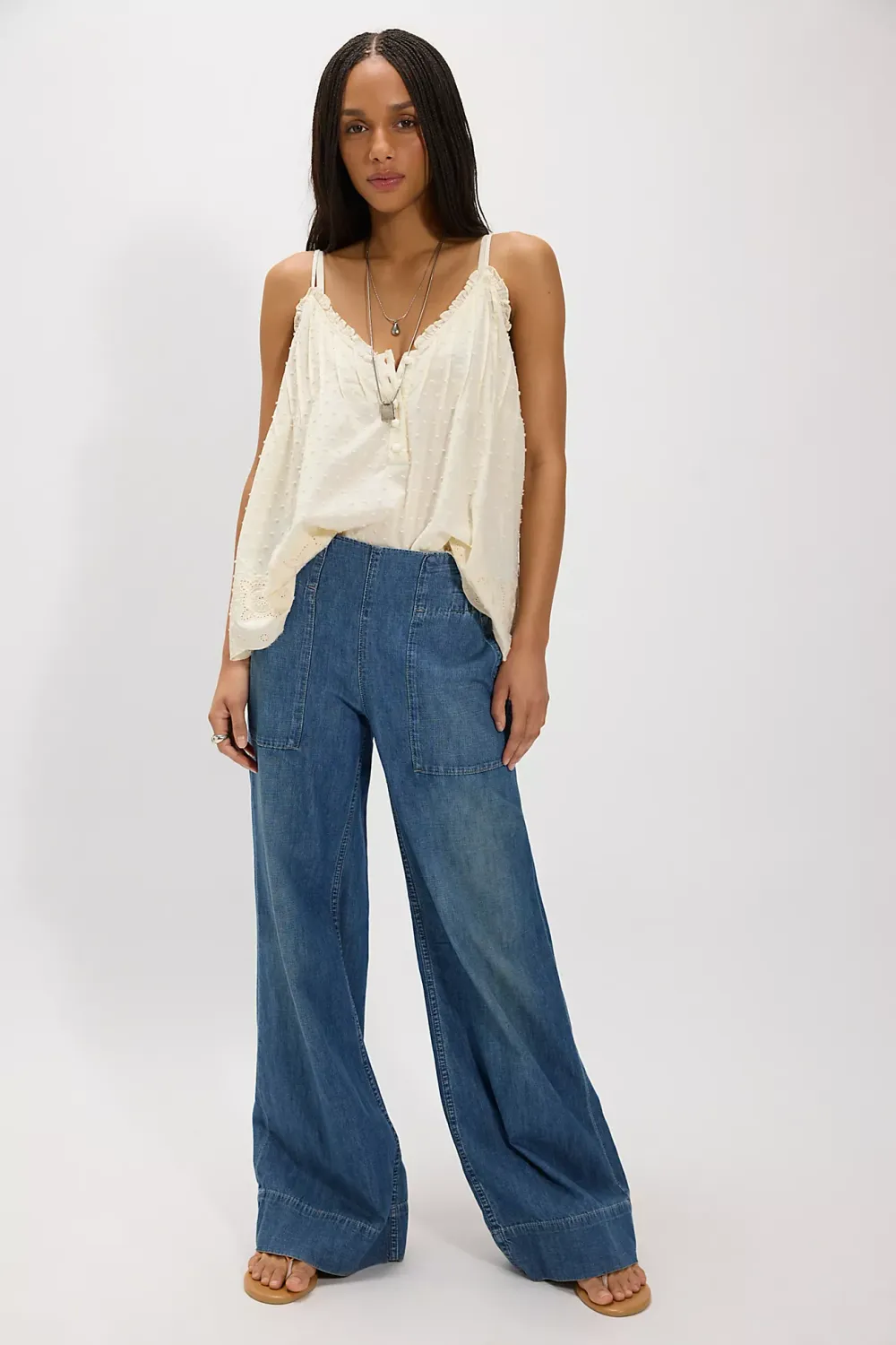 Free People/Breezy Denim Pull on/Cobalt