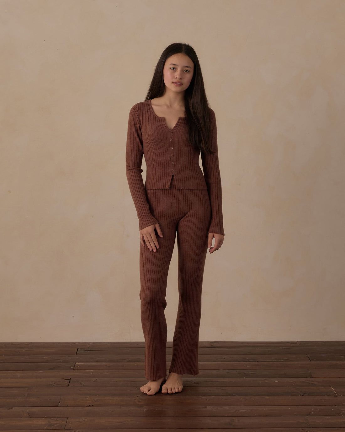 Rylee + Cru / Teen Flare Rib Knit Pant / Mulberry