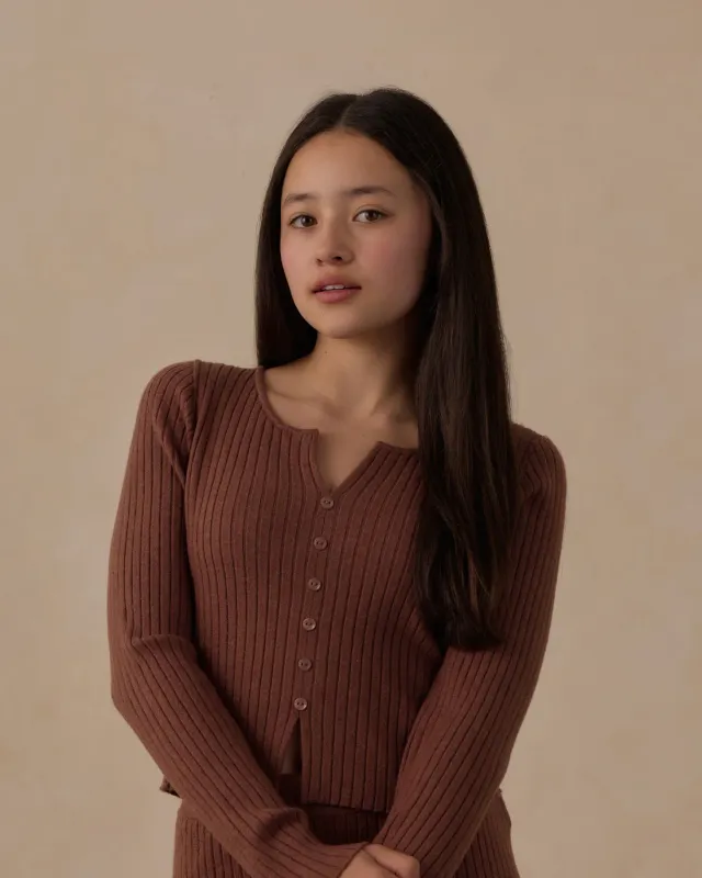 Rylee+Cru/Teen Long Sleeve Knit Tee Mulberry