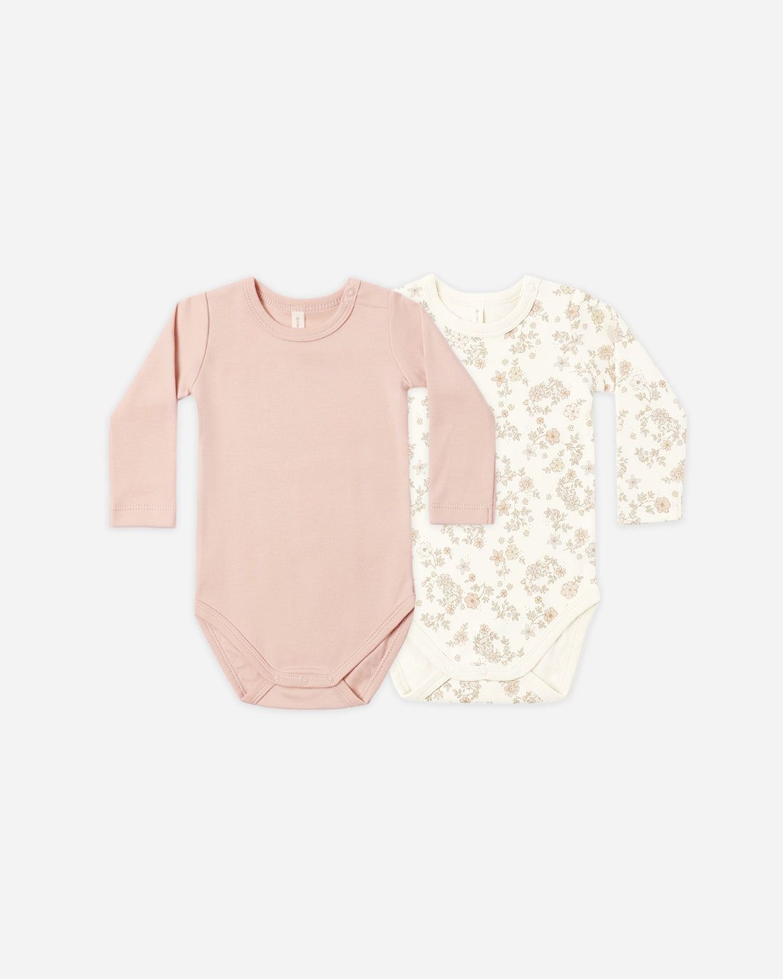 Quincy Mae / Jersey Bodysuit 2 Pack / Floral Vine/Dusty Rose