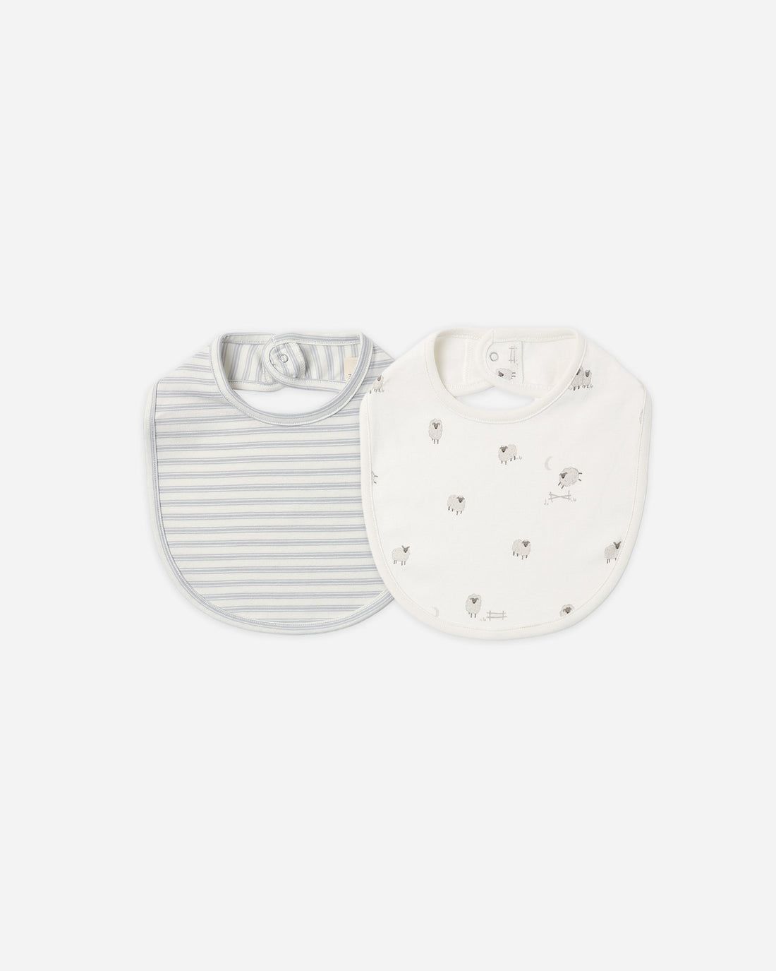 Quincy Mae / Jersey Snap Bib 2 Pack / Sheep/Cloud Stripe