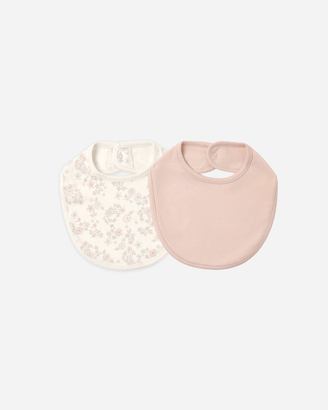 Quincy Mae / Jersey Snap Bib 2 Pack / Floral Vine/Dusty Rose