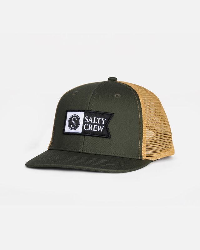 Salty Crew / Pinnacle Boys Retro Trucker Hat / Green/Gold