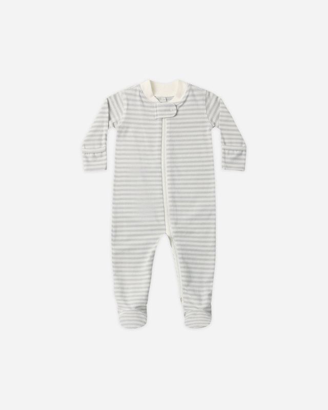Quincy Mae / Zip Long Sleeve Sleeper Footie / Cloud Stripe