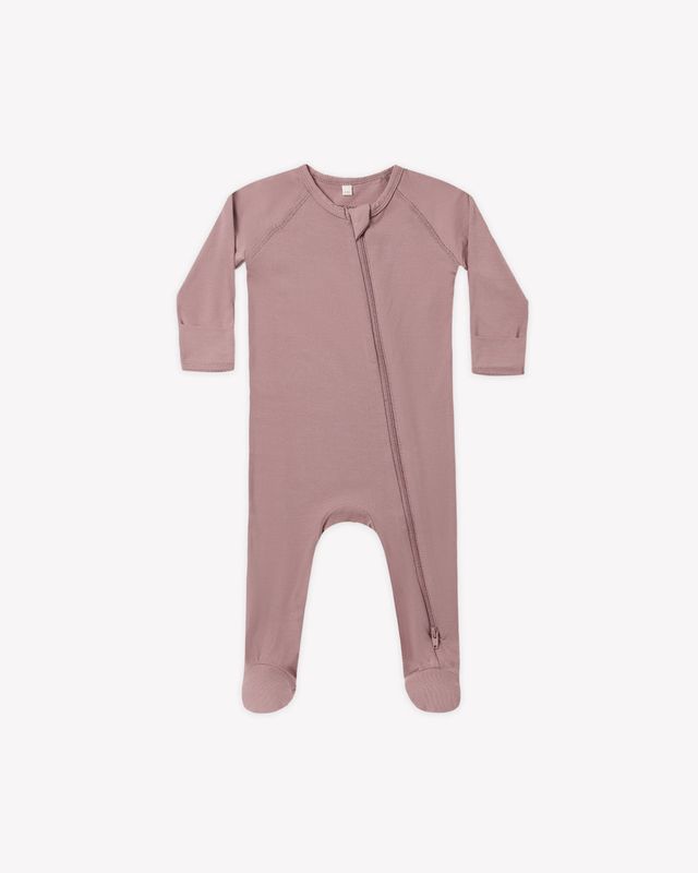 Quincy Mae / Bamboo Zip Footie / Mulberry