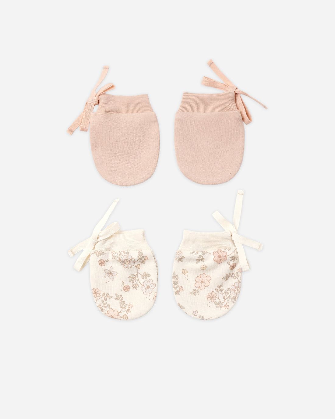 Quincy Mae / No Scratch Mittens Set of 2 Pairs / Floral Vine/Dusty Rose