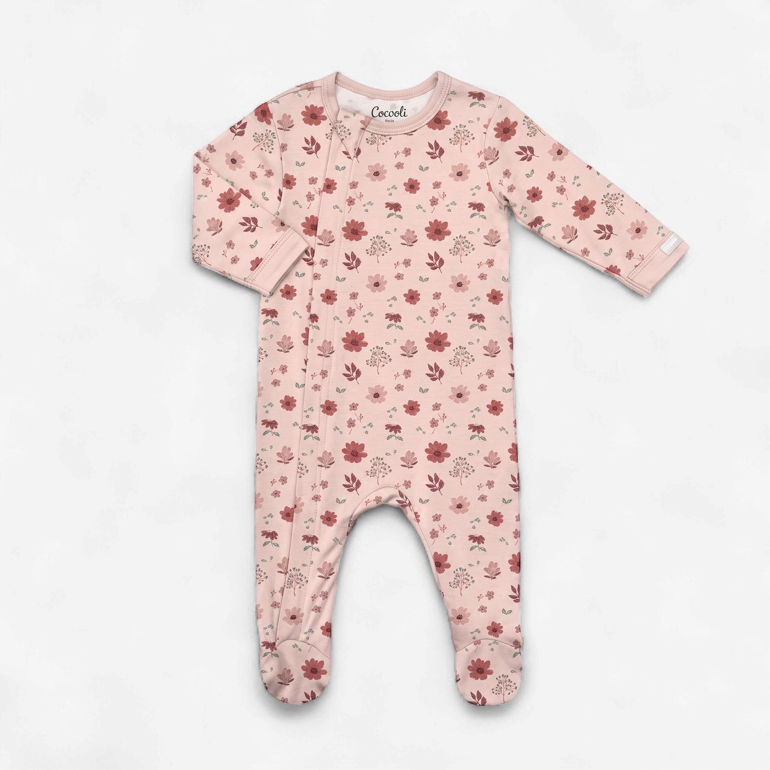 Coccoli / Modal Zipper Footie / Floral on Rosewater