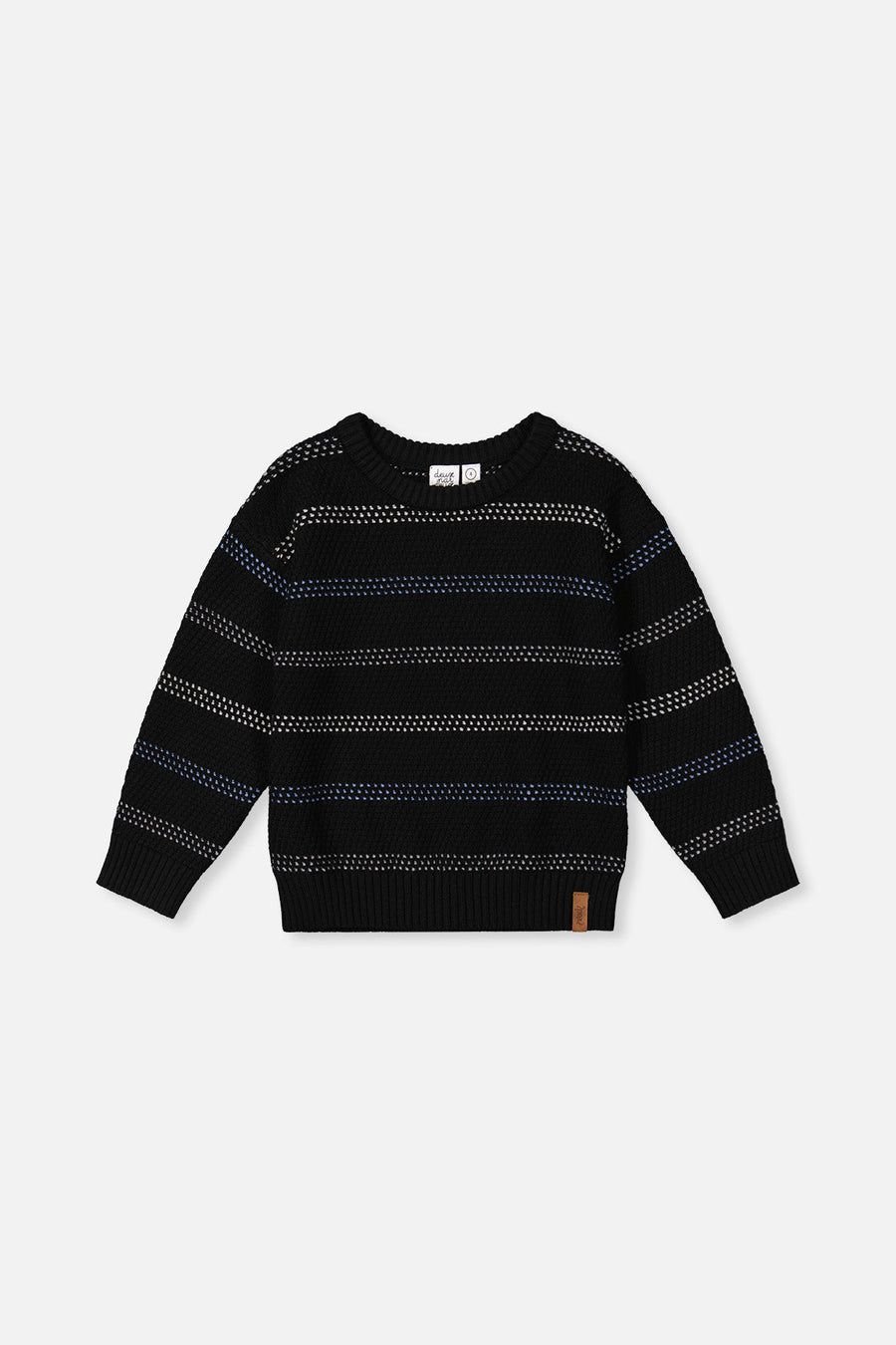 Deux par Deux / Boys Knit Spotted Stripe Sweater / Anthracite