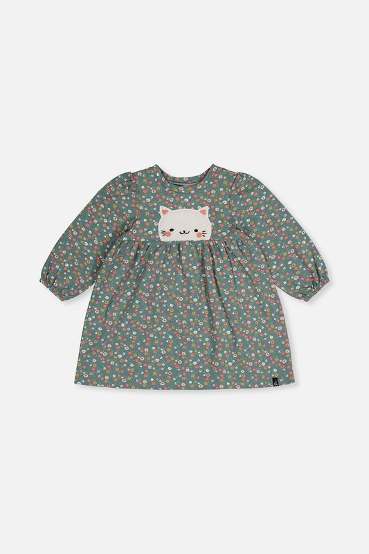 Deux par Deux / Girls Organic Cotton LS Dress / Printed Ditsy Flowers