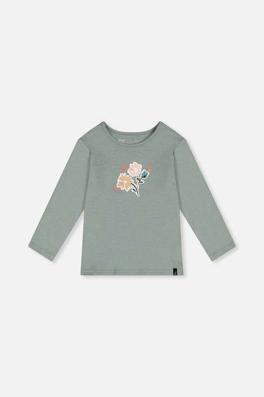 Deux par Deux / Girls Organic Cotton LS Shirt / Chinois Green