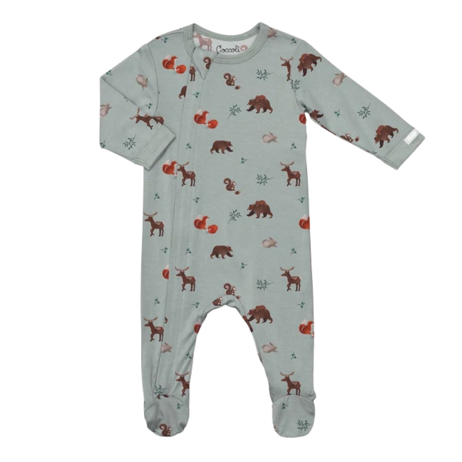 Coccoli / Modal Zipper Footie / Animals on Mercury