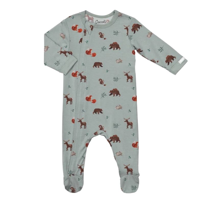 Coccoli / Modal Zipper Footie / Animals on Mercury