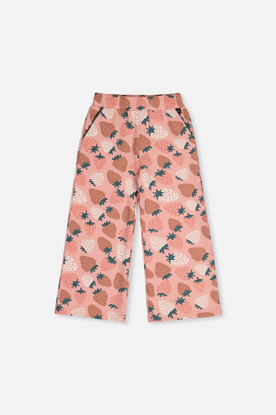 Deux par Deux / Girls Fleece Wide Leg Sweatpant / Big Strawberry