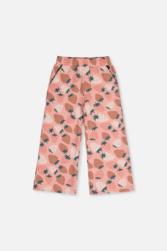 Deux par Deux / Girls Fleece Wide Leg Sweatpant / Big Strawberry