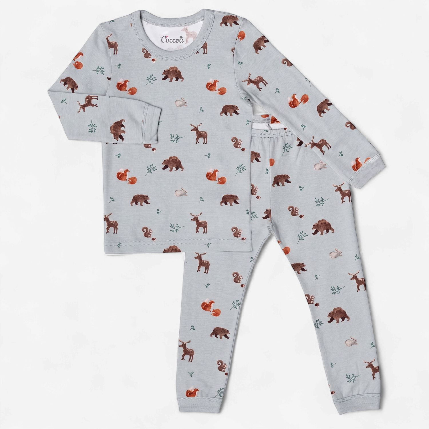 Coccoli / Kids LS Modal Pyjama Set / Animals on Mercury