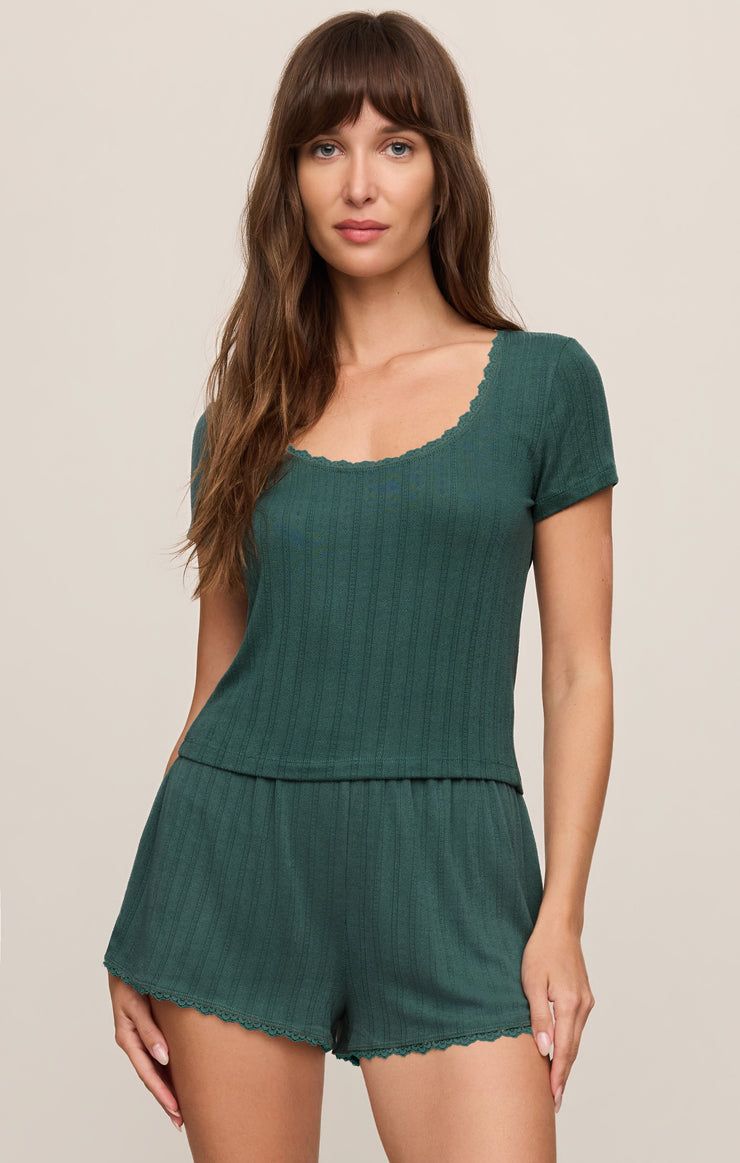 Z Supply / Countryside Lace Scoop Top / Emerald Cove