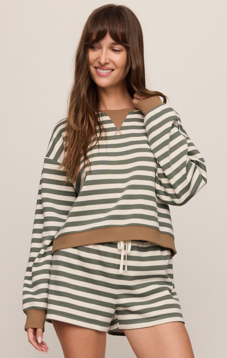 Z Supply / Low Key Stripe Sweatshirt / Monstera