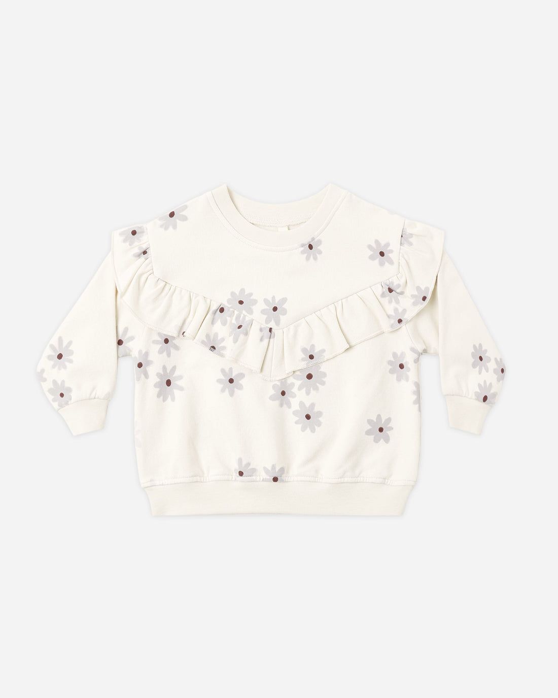Quincy Mae / Ruffle Fleece Sweatshirt / Blue Daisy