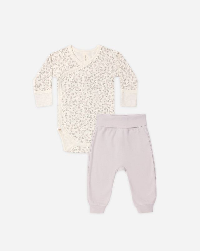Quincy Mae / Side Snap Bodysuit + Pant Set / Floret