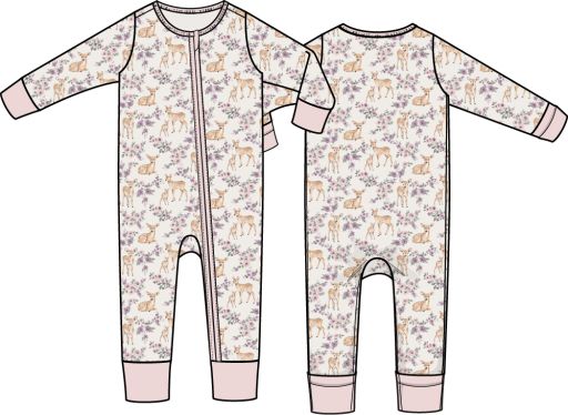 Angel Dear /  Convertible Romper / Floral Deer, Size: 6/12M