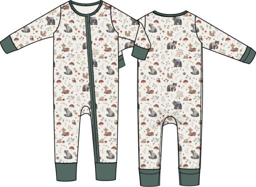 Angel Dear / Convertible Romper / Southern Woodland Animals Green, Size: 6/12M