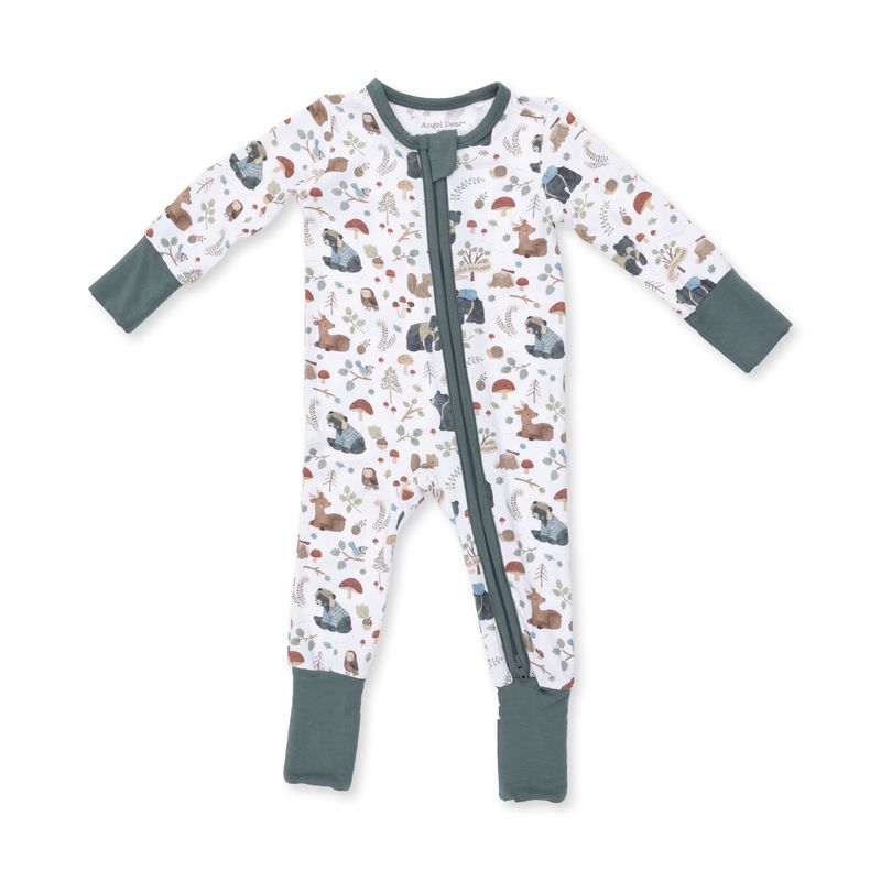 Angel Dear / Convertible Romper / Southern Woodland Animals Green