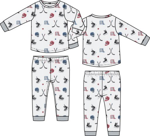 Angel Dear / Long Sleeve Loungewear Set / Hockey Stripe, Size: 2T