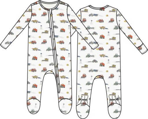 Angel Dear / 2 Way Zipper Footie / Farm Machines, Size: NB