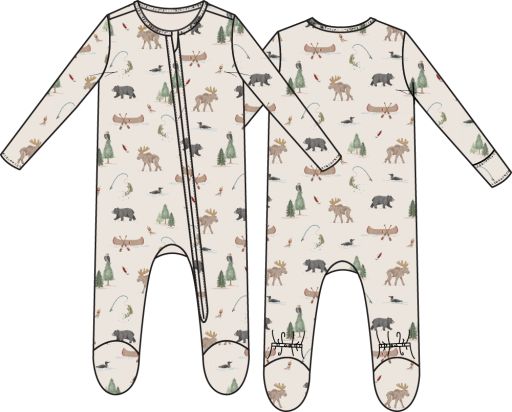 Angel Dear / 2 Way Zipper Footie / Northern Woodland Animals, Size: NB
